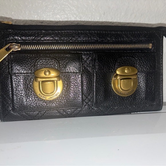 Marc Jacobs Handbags - Marc Jacobs Black Wallet with Gold Hardware